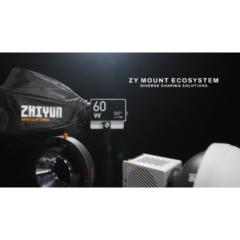 ZHIYUN 60W 포켓 COB 비디오 조명 CRI≥96 TLCI≥97 연속 출력 조명 듀얼 색온도 2700K-6500K 블루투스 메시 원격 제어 비디오 사진 라이브 스트림용 DC/PD 전원 공급 장치