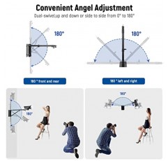사진용 Neewer 벽 장착 삼각형 붐 암 스트로브 라이트, 모노라이트, 소프트박스, 우산, 반사경 및 링 라이트, 180도 회전 지원, 최대 길이 4피트/125cm(검은색)