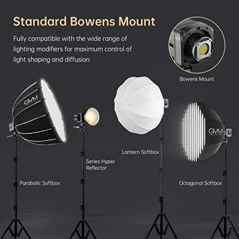 GVM 비디오 조명, 비디오 녹화용 80W 사진 조명, 2700K~7500K 이중 색상 Bowens 마운트 소프트박스 조명 키트, CRI 97+ 8개 조명 장면 사진용 연속 조명
