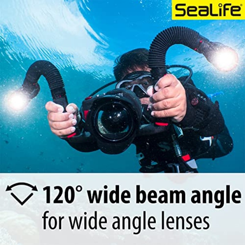 SeaLife Sea Dragon SL680 5000 수중 조명 세트 - 컬러 부스트가 포함된 Sea Dragon 5000 사진/비디오 조명 헤드, 보호용 네오프렌 슬리브, 어댑터 및 액세서리