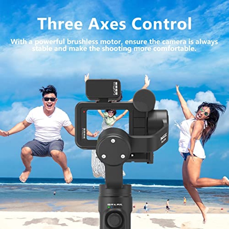 INKEE Falcon Plus 액션 카메라 짐벌 안정기, GoPro 11/10/9/8/7/6/5와 호환 가능 Osmo Action Insta 360, GoPro 미디어 모드 9H 배터리 수명 무선 제어 USB-C 범용 충전