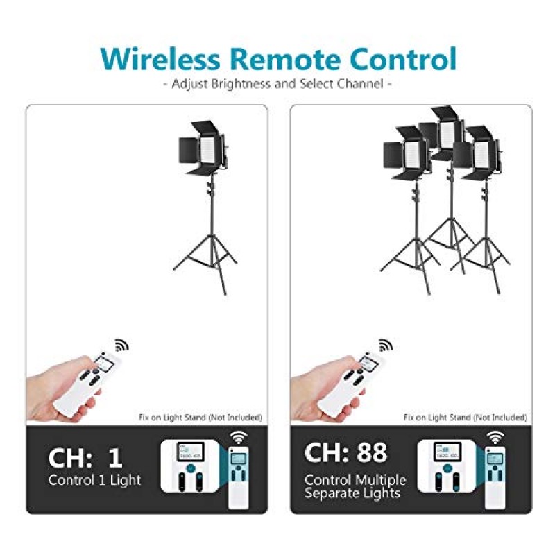 Neewer 2 팩 고급 2.4G 660 LED 비디오 조명 사진 조명 키트(가방 포함), 2.4G 무선 리모콘이 포함된 조광 가능 이중 색상 LED 패널, LCD 화면 및 인물 사진용 라이트 스탠드