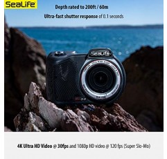 SeaLife Micro 3.0 수중 사진 및 비디오용 64GB, 16mp, 4K 수중 카메라, 간편한 설정, 무선 전송; 케이스, 손목 스트랩 포함