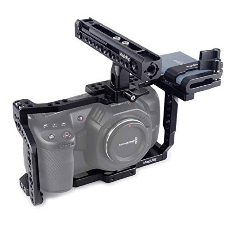 Blackmagic Design 포켓 시네마 카메라 4K 및 6K용 회전식 NATO 핸들, T5 SSD 마운트용 MAGICRIG BMPCC 4K 및 6K 케이지