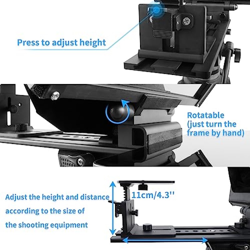 ILOKNZI 18인치 광각 대형 텔레프롬프터 플러스(15.6인치 360⁰ 힌지 노트북/태블릿, 조절 가능 지원) 광각 카메라 렌즈, 프롬프터/웨딩 촬영/얼굴 캡처(최대 18인치)