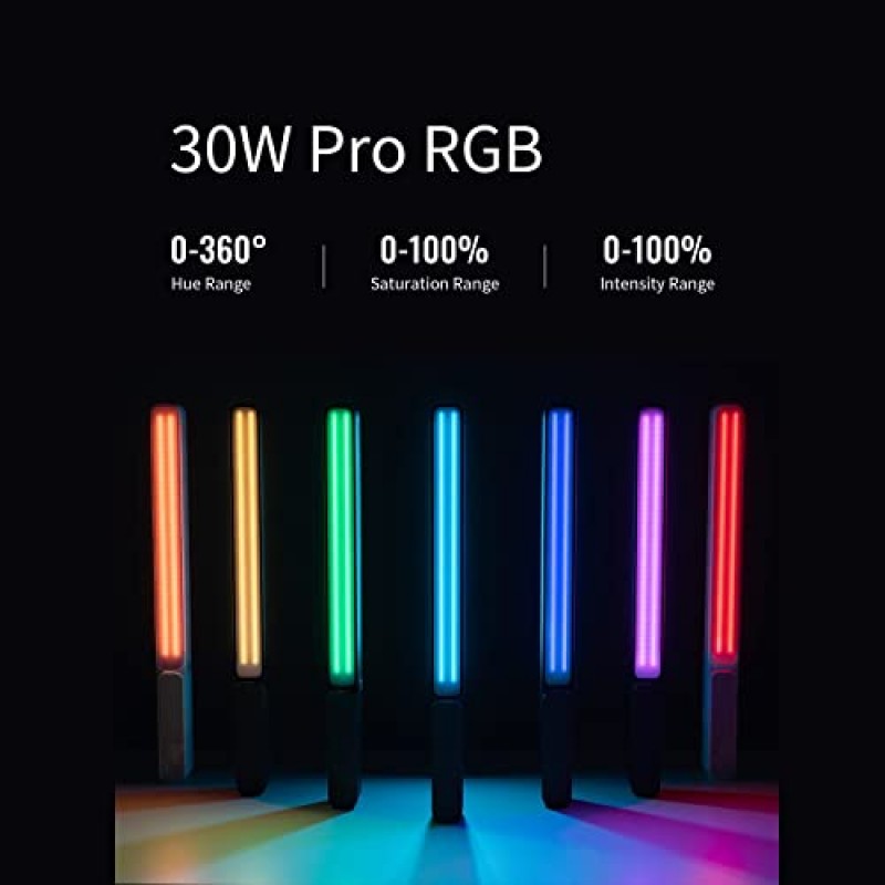 Zhiyun FIVERAY F100 콤보(전원 어댑터 포함) 100W RGB 휴대용 LED 비디오 라이트 스틱 2700K~6200K 사진 스튜디오, 화상 회의, 인터뷰, 라이브 스트리밍, 블로깅, 클로즈업 인물용으로 조정 가능