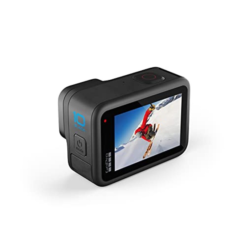 GoPro HERO10 Black - 전면 LCD 및 터치 후면 스크린을 갖춘 방수 액션 카메라, 5.3K60 Ultra HD 비디오, 23MP 사진, 1080p 라이브 스트리밍, 웹캠, 안정화(갱신)