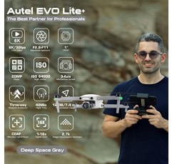 Autel Robotics EVO Lite Plus 프리미엄 번들, 203개의 최신 Lite+ 드론(1인치 CMOS 센서 포함) 6K HDR 카메라, 지오펜싱 없음, F2.8 - F11 조리개, 3축 짐벌 쿼드콥터 UAV, 3방향 장애물 회피, 40분 비행 시간, 12KM(7.4마일) 전송, 16X 줌, 동적 추적, 배터리 3개, 추가 64G SD, Lite Plus Fly More 콤보(화이트)