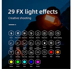 AMBITFUL A1 풀 컬러 RGB LED 조명, 내장 12W 충전식 배터리 LED 카메라 조명 360° 풀 컬러 4가지 일반 조명 효과, 모바일 앱 제어 기능이 있는 TLCI/97,2500-8500K LED 비디오 조명 패널(A1)