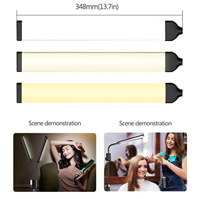 SURBORT LED 조명 삼각대 셀카 조명, 올리거나 내릴 수 있음, 사진/조명 보충/메이크업/라이브 스트림/Tiktok, 조명 튜브 2개3 색상 11조 조광 가능 밝기, 3~18시간 타이머, 원격 제어