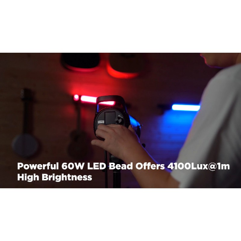 Godox SL-60W 60W CRI95+ Qa>90 5600¡À300K Bowens 마운트 Led 연속 비디오 조명, 밝기 조정, 433MHz 그룹화 시스템, 비디오 녹화, 결혼식, 야외 촬영용