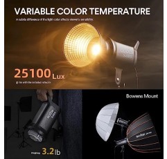 Godox SL60IIBi 75W 이중 색상 LED 비디오 조명, 25100Lux@1M 2800K-6500K LED 연속 조명 CRI/TLCI 96+/97+, 11 FX 효과 스튜디오 조명 Bowens 마운트, Godox RC-A6 리모컨을 갖춘 2.4G 무선 제어