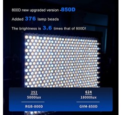 GVM RGB 비디오 조명, APP 제어 기능이 있는 360° 풀 컬러 LED 비디오 조명, 3팩 850D 사진 조명 키트 CRI 97, YouTube, 알루미늄 합금 쉘