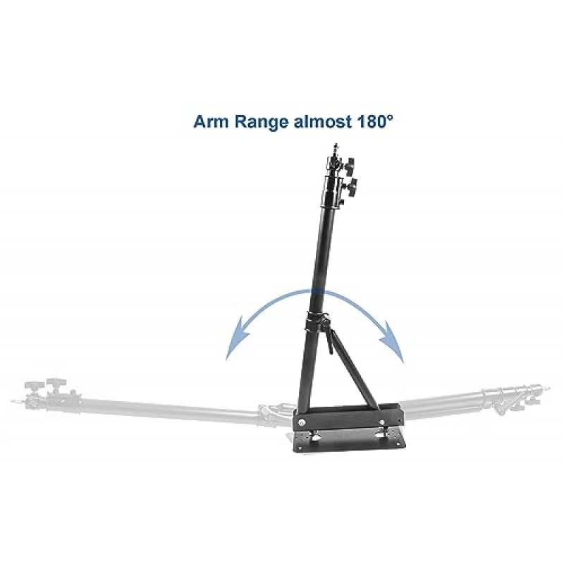 PHOCUS 사진 스튜디오 비디오용 벽걸이 붐 암 스튜디오 비디오 스트로브 조명, 링 조명, 최대 길이 51인치/130cm, 수평 및 수직 회전 가능
