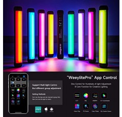 Weeylite K21 RGB LED 스틱 라이트, 자기 앱 제어 LED 비디오 조명 지팡이(CRI 95+ 2500mAh 충전식 2500-8500K 인물 비디오 녹화용 풀 컬러 휴대용 휴대용 사진 조명 포함) TikTok