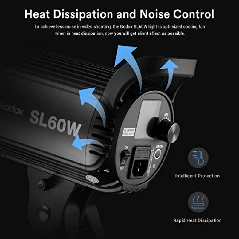 Godox SL-60W SL60W CRI95+Qa>90 5600±300K Bowens 마운트 LED 비디오 조명, 433MHz 그룹화 시스템, 무선으로 밝기 조정, 비디오 녹화용 결혼식 야외 촬영, 반사경 포함, LETWING 컬러 필터