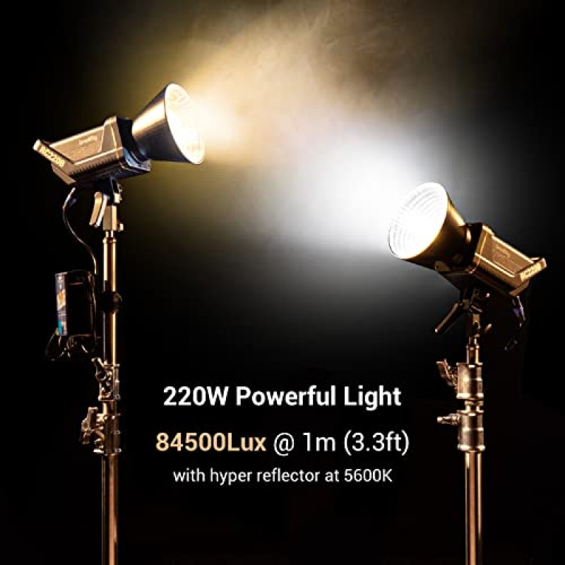 SmallRig RC 220B 220W 바이컬러 LED 비디오 조명 2700K-6500K 84500 Lux@3.3ft 연속 조명 CRI 95+ TLCI 96+ 보웬스 마운트 포함, 수동 및 앱 제어 원격 전문 스튜디오 Spotlight-3473