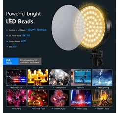 Neewer RGB LED 소프트박스 조명 키트(2.4G 리모콘 포함): 3200~5600K/CRI95+/360°풀 컬러/10 장면 효과가 포함된 3팩 48W 조광 가능 LED 조명 헤드(스튜디오 사진용 소프트박스, 스탠드 및 붐 암 포함)