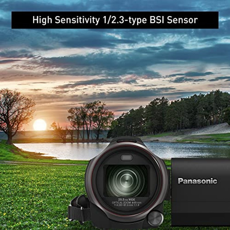 Panasonic Full HD 비디오 카메라 캠코더, 20X 광학 줌, 1/2.3인치 BSI 센서, HDR 캡처, Wi-Fi 스마트폰 HC-V785(블랙)