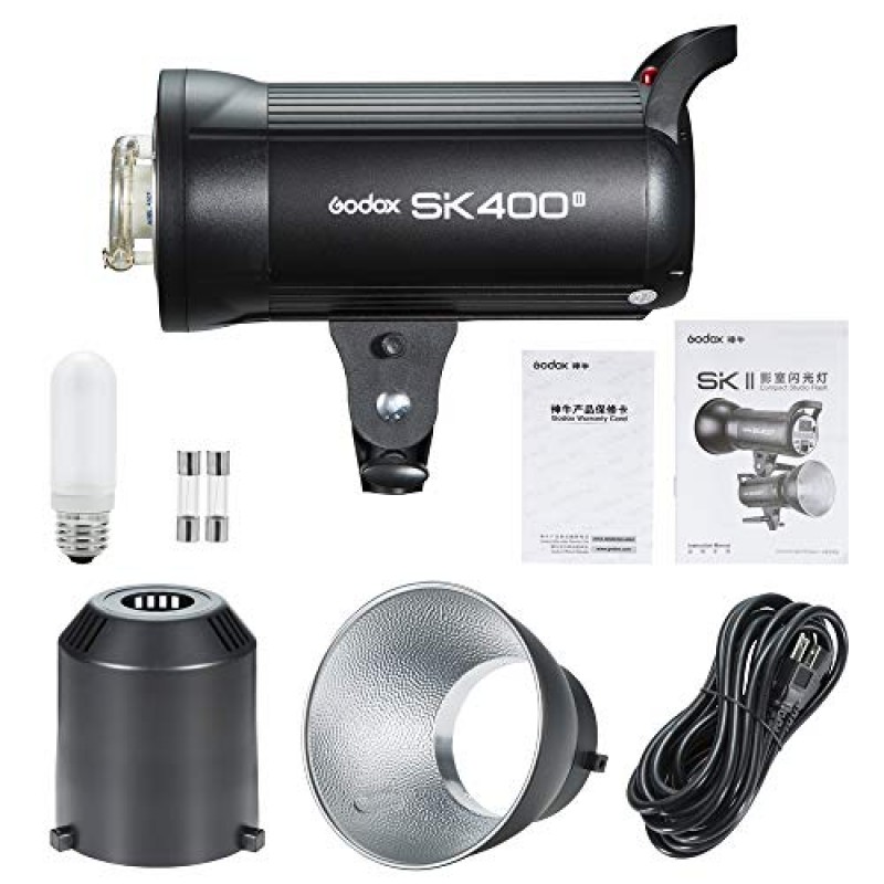 Godox SK400II 스튜디오 스트로브 400W, 2.4G 무선 X 시스템 GN65 5600K 모노라이트, Bowens 마운트 150W 모델링 램프, 뛰어난 출력 안정성, 사전 플래시 방지