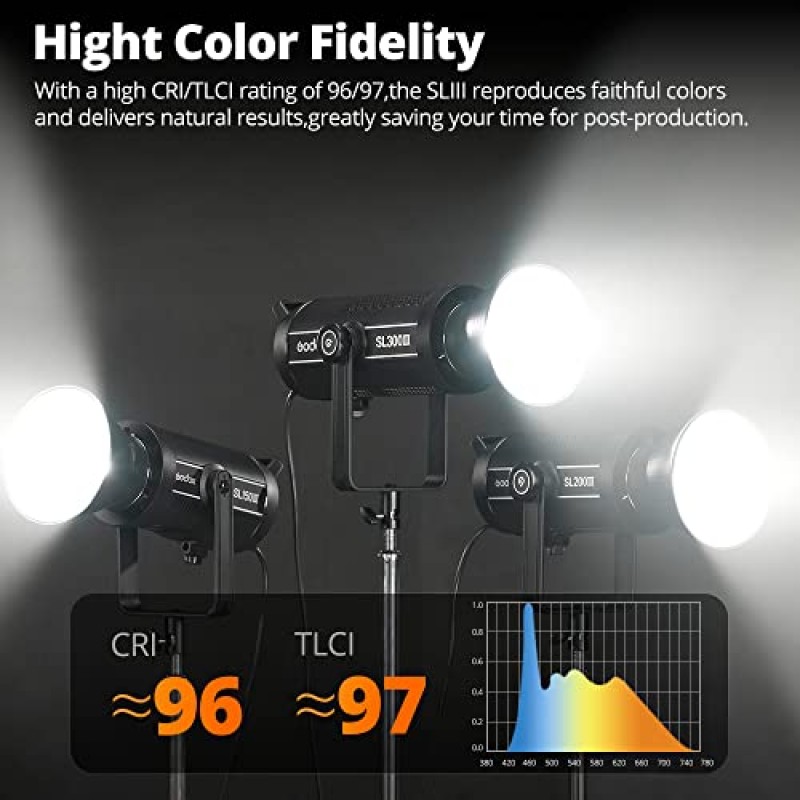 Godox SL300III SL-300III 320W 5600K 일광 균형 LED 비디오 조명, 강력한 전원 모드, 무음 모드, 신생아 사진, 인물 사진, 인터뷰 조명, 비디오 촬영을 위한 FX 효과 포함.