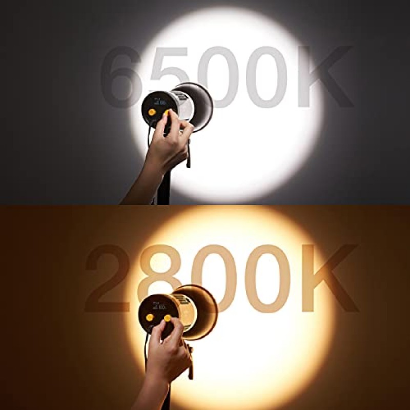 Godox ML60Bi 이중 색상 60W LED 비디오 조명, 2800K-6500K 색온도, CRI 96+ TLCI 97+, 10100Lux@1m(반사경 포함), 7가지 FX 효과, 슬립 모드, 다중 제어 방법, 청소용 천 포함