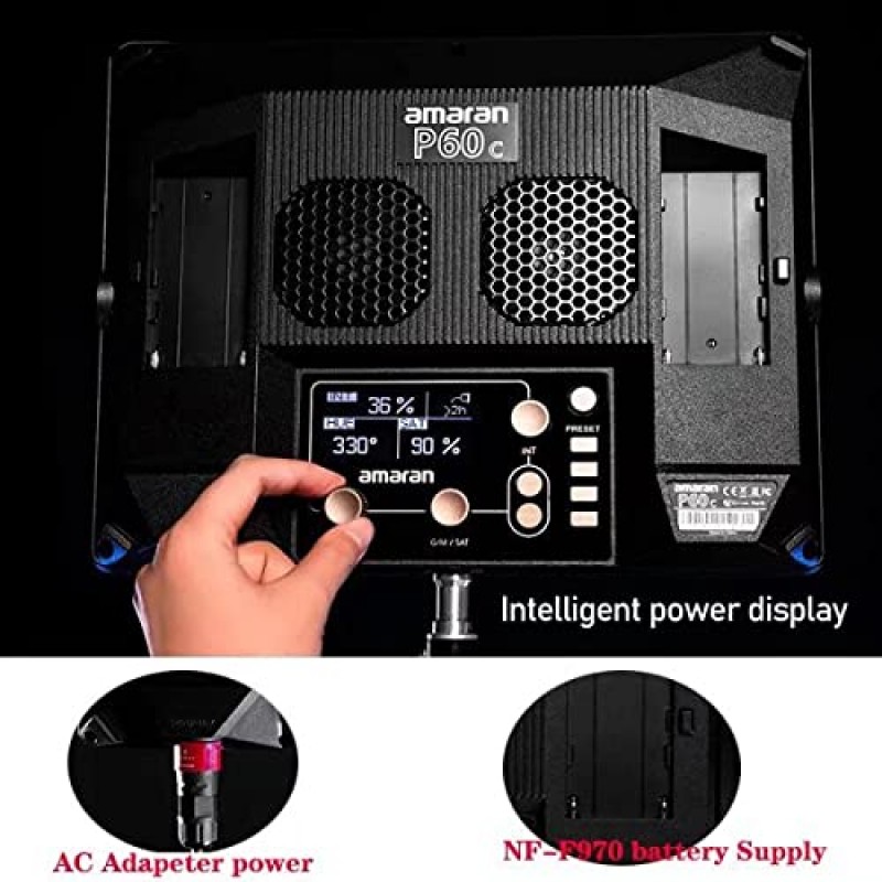 Aputure Amaran P60C RGBWW 풀 컬러 비디오 패널 조명, 60W 2500K-7500K 연속 출력 조명 지원 사진용 소프트박스가 포함된 앱 제어