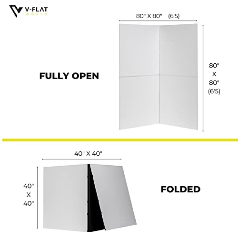 V-FLAT WORLD 사진용 접이식 V-플랫 라이트 반사경 - 10-in-1 휴대용 사진 반사경, 다용도 광 확산기 패널 - 휴대용 가방 포함, 접힌 크기 40