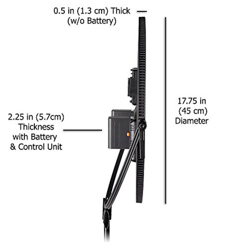 Fotodiox Pro FlapJack Studio(C-700RSV) 바이컬러 LED 스튜디오 엣지 라이트 - 18인치 원형 초박형 전문가용 듀얼 컬러 LED, 밝기 조절 가능 사진/비디오 조명 키트(케이스 포함)