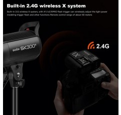 Godox 2X SK300II 스튜디오 플래시 스트로브 키트: 스튜디오 촬영용 보웬스 마운트가 포함된 2.4G 600Ws 스피드라이트 플래시 모노라이트, 조명 스탠드, 소프트박스, 반도어 및 우산이 포함된 위치 및 인물 사진 촬영