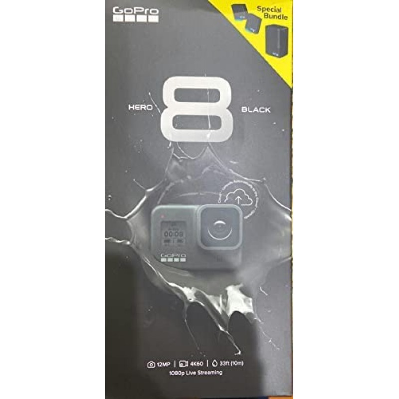 GoPro HERO8 Black 액션 카메라 번들, 듀얼 배터리 충전기 포함, 총 3개의 배터리(케이스 포함).