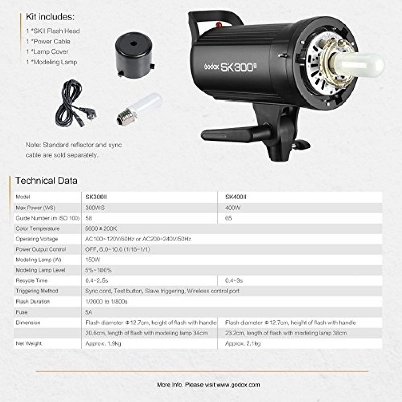 GODOX SK400II 3 x 400Ws 2.4G 보웬스 마운트 스트로브 플래시 키트 사진 조명 인물 사진 - 라이트 스탠드, 소프트박스, 헛간 도어, 우산, 무선 트리거, 휴대용 케이스 액세서리 키트