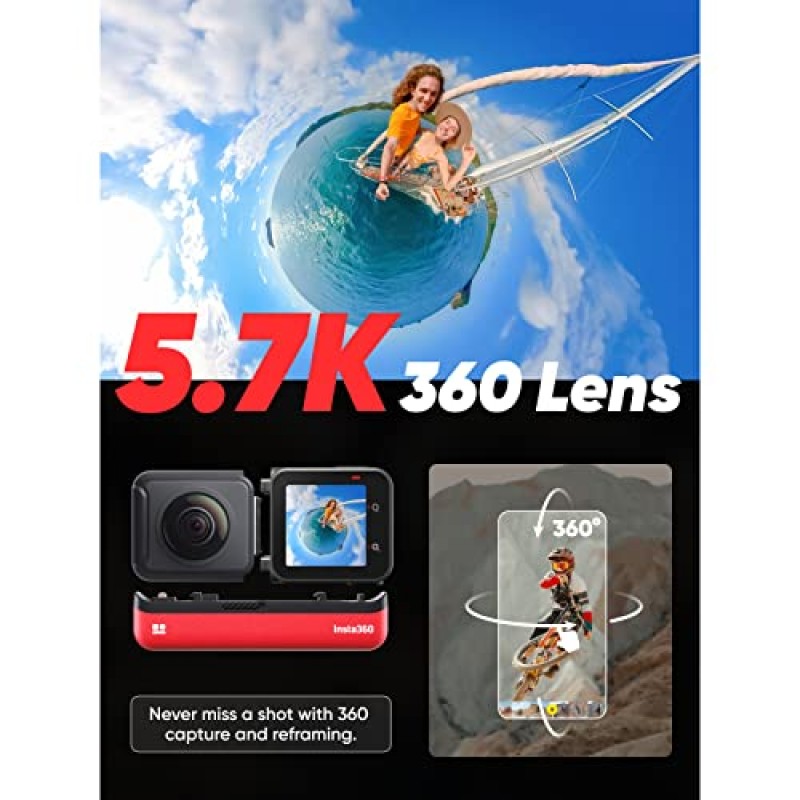 Insta360 ONE RS Twin Edition – 방수 4K 60fps 액션 카메라 및 5.7K 360 카메라(교환 가능한 렌즈, 안정화, 48MP 사진, Active HDR, AI 편집 포함)