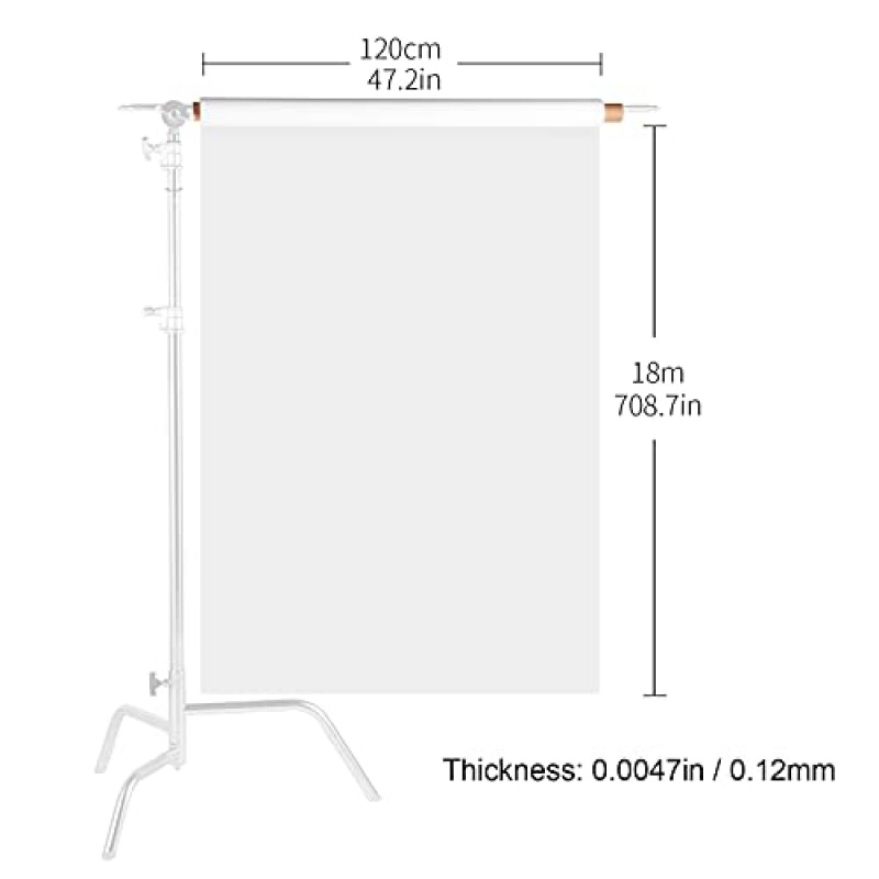 Goshoot 확산 조명 젤 필터 시트 47x708 인치/1.2x18 m 사진 스튜디오 제품 초상화 사진 용 흰색 디퓨저 롤 종이 시트