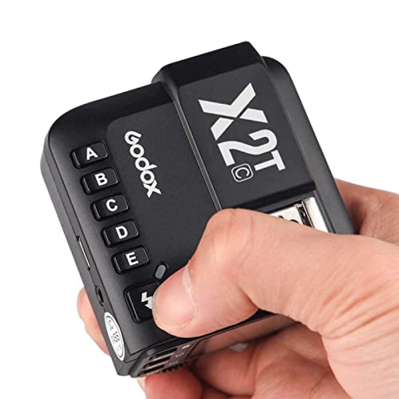 Canon 2.4G 무선, 1/8000s HSS용 Godox X2T-C 플래시 트리거, 그룹 버튼 5개, Bluetooth 연결, Quick Lock 핫슈 포함