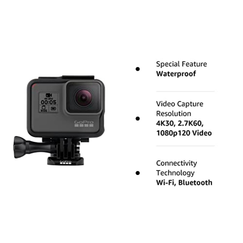 GoPro HERO5 블랙 방수 디지털 액션 카메라(4K HD 비디오 및 12MP 사진 포함)(리뉴얼)