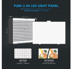 Neewer 2팩 2.4G LED 비디오 조명 키트: 2M 조명 스탠드가 포함된 이중 색상 CRI 95+ 280 LED 패널, LCD 디스플레이, 사진 스튜디오 사진용 2.4G 리모컨, 볼 헤드/휴대용 가방 포함