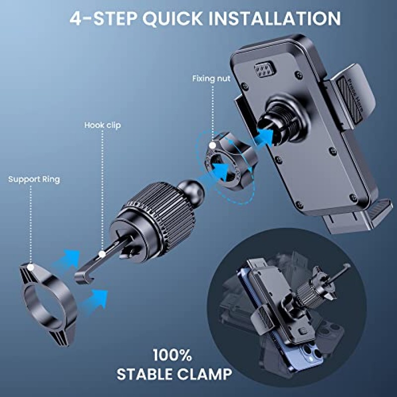 차량용 폰 홀더용 폰 마운트 [두꺼운 케이스 가능] 휴대폰 홀더 차량용 벤트용 핸즈프리 폰 스탠드 폰 마운트 핏 아이폰 안드로이드 스마트폰 휴대폰 자동차 크래들 유니버셜
