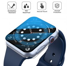 Misxi [2팩] Apple Watch Series 6 SE 시리즈 5 시리즈 4용 버튼이 있는 방수 케이스 40mm, iWatch용 강화 유리 화면 보호 장치가 있는 낙하 방지 보호 PC 커버, 검정색 1개 + 투명 1개