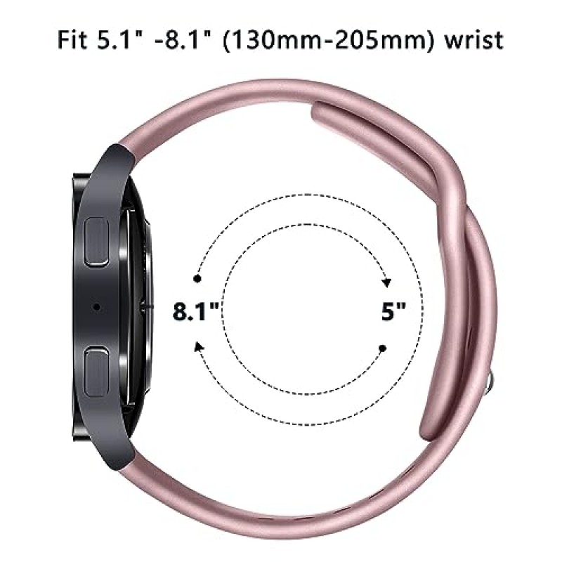 삼성 갤럭시 시계 5/4/5 Pro/6 밴드/액티브 2 40mm 44mm/Watch 4 클래식 42mm 46mm 43mm 47mm,20mm Watch5 여성용 남성용 퀵 릴리스 실리콘 스포츠 교체 스트랩용 6 팩 밴드