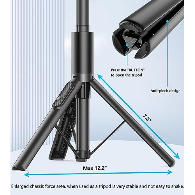 Gahenwo 60인치 휴대폰 삼각대 및 셀카봉(휴대폰 4~7인치용 리모콘 포함), iPhone Android와 호환되는 휴대용 스마트폰 삼각대 스탠드, 셀카 동영상 녹화용 경량 여행용 삼각대 Vlog