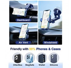 VANMASS 2023 최신 차량용 휴대폰 홀더 [가장 강력한 흡입 및 클립] 대시보드 앞유리 벤트 트럭 크래들 대시 스탠드 호환 iPhone 14 Pro Max 13 12 Android, Blue용 군용 휴대폰 마운트
