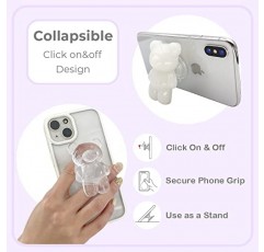 GRIPONG 귀여운 3D 거미 곰 확장 가능한 접이식 휴대 전화 그립 스탠드 홀더 스마트 폰 태블릿 휴대 전화 액세서리 (곰 매트 홀로그램)