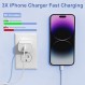 3팩 iPhone 14 13 고속 충전기 [Apple MFi 인증], 20W PD USB C 벽면 충전기 어댑터, 3팩 6FT Type C-라이트닝 케이블 포함 iPhone 14/13/13 Pro/12/12 Mini/Pro/Pro Max 등과 호환 가능