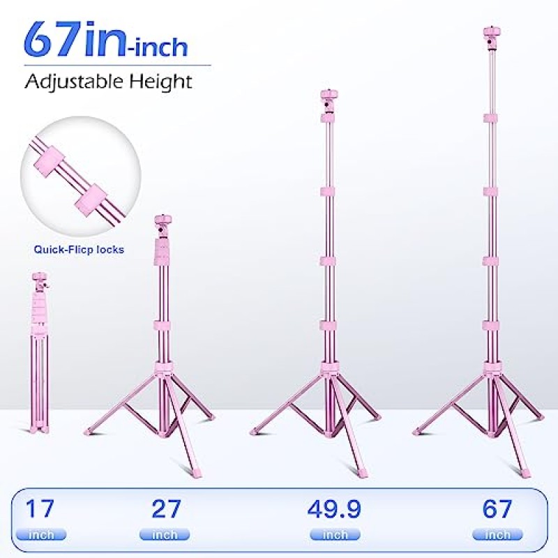 Sensyne 67인치 휴대폰 삼각대 및 셀카봉, 무선 리모컨 및 휴대폰 홀더가 포함된 확장형 휴대폰 삼각대 스탠드, iPhone Android 휴대폰, 카메라와 호환 가능