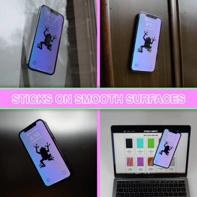 StickyGrippy 흡입 휴대폰 케이스 마운트, iPhone 및 Android용 실리콘 접착 휴대폰 액세서리, 핸즈프리 피젯 장난감 거울 샤워 휴대폰 홀더, Tiktok 동영상 및 셀카(핑크 글리터)