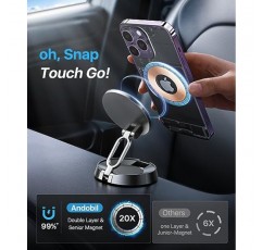 andobil 최신 합금 접이식 Magsafe 자동차 마운트 [가장 강한 자석, 큰 전화 친화적] 자동차 대시용 매우 안정적인 자기 전화 홀더, iPhone 15 14 13 12 Pro Max Plus Mini MagSafe 케이스에 적합