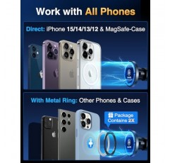 MagSafe 차량용 거치대용 VANMASS [가장 강한 N52-자석 × 20] 차량용 통풍구용 자기 휴대폰 홀더 [안정적인 금속 후크] iPhone 15 Pro Max Plus 14 13 12 시리즈용 360° 회전 핸즈프리 MagSafe 케이스