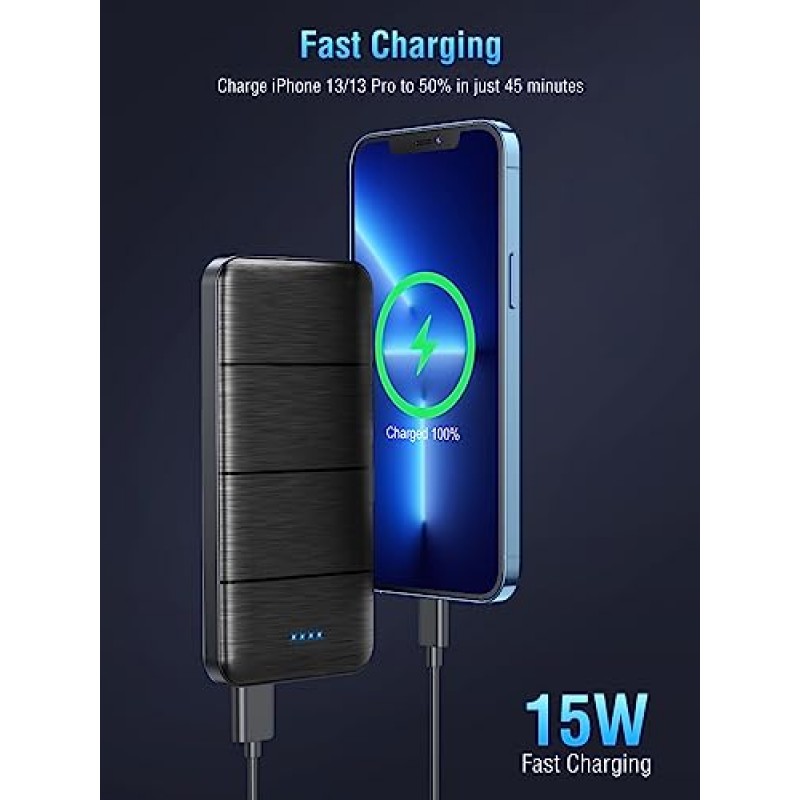 UYAYOHU 휴대용 충전기 전원 은행 - 15000mAh 2 USB 전원 은행 출력 5V3.1A 고속 충전기 스마트폰 및 USB 장치와 호환되는 휴대용 충전기(검은색)