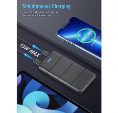 UYAYOHU 휴대용 충전기 전원 은행 - 15000mAh 2 USB 전원 은행 출력 5V3.1A 고속 충전기 스마트폰 및 USB 장치와 호환되는 휴대용 충전기(검은색)